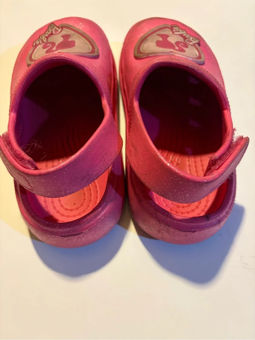 Barbie Hot Pink Kids Slip-On Sandals with Heart Logo